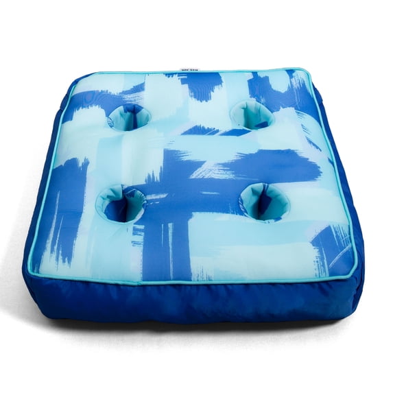 Big Joe Captain's Caddie No Inflation Needed Pool Float Drink Holder, Paintbrush Blue Double Sided Mesh, Quick Draining Fabric, 2 feet