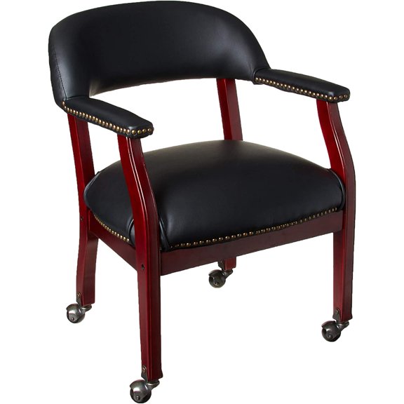 Captains Chair In Black Vinyl W/ Casters