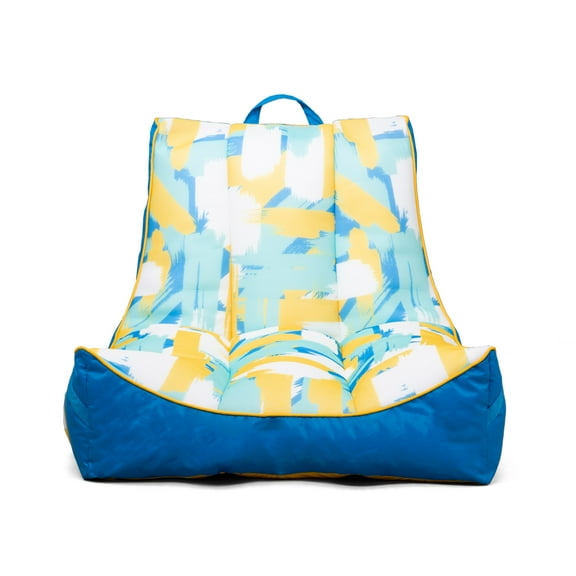 Big Joe Captain's Float No Inflation Needed Pool Lounger with Drink Holder, Paintbrush Yellow Double Sided Mesh, Quick Draining Fabric, 3 feet