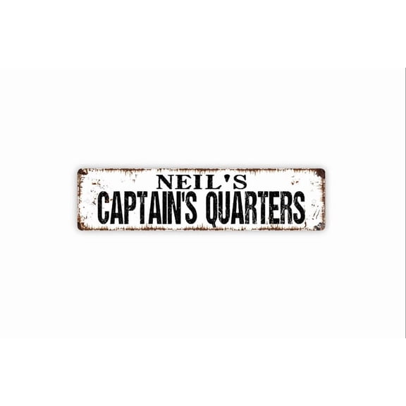 Captain's Quarters Sign Custom Metal Aluminum Sign Rustic Street Sign or Door Name Plate Plaque - Size: 16 x 4 Inches