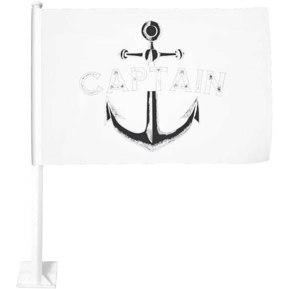 Captain with A Boat Anchor Car Flag 12x18 Inch Window Clip Flag - Double Sided Fade Resistant Outdoor Decoration Let Your Cars Stand Out