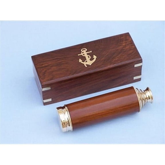 Captains Brass - Wood Spyglass Telescope 15 in. With Rosewood Box Telescopes Decorative Accent