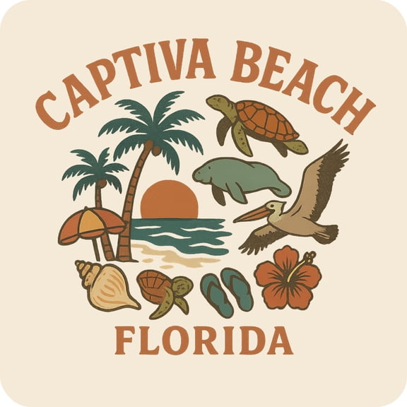 Captiva Beach Florida Keepsakes Souvenir Vinyl Sticker – Destination Travel Keepsake Collectible (3-Inches Wide)