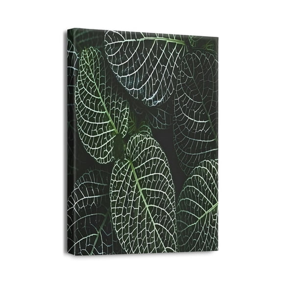 Captivating 12X16in Abstract Leaves Canvas Wall Art Black Paintings for Modern Living Room & Bedroom Decor - Family Wall Decorations that Impress