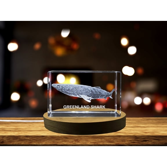 Captivating 3D Engraved Crystal | Greenland Shark