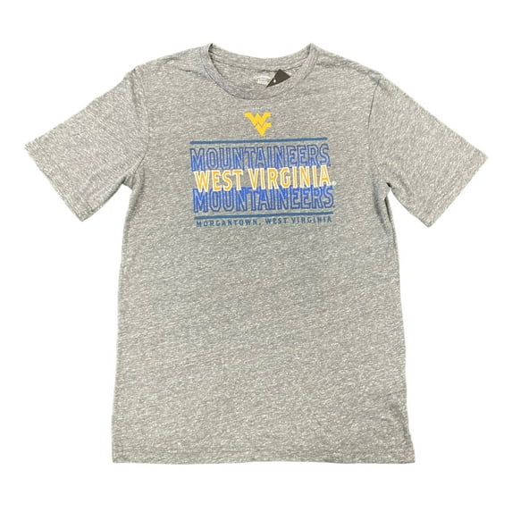 Captivating Men's Short Sleeve NCAA Team Logo Soft T-Shirt (Heather Grey/Mountaineers, XL)