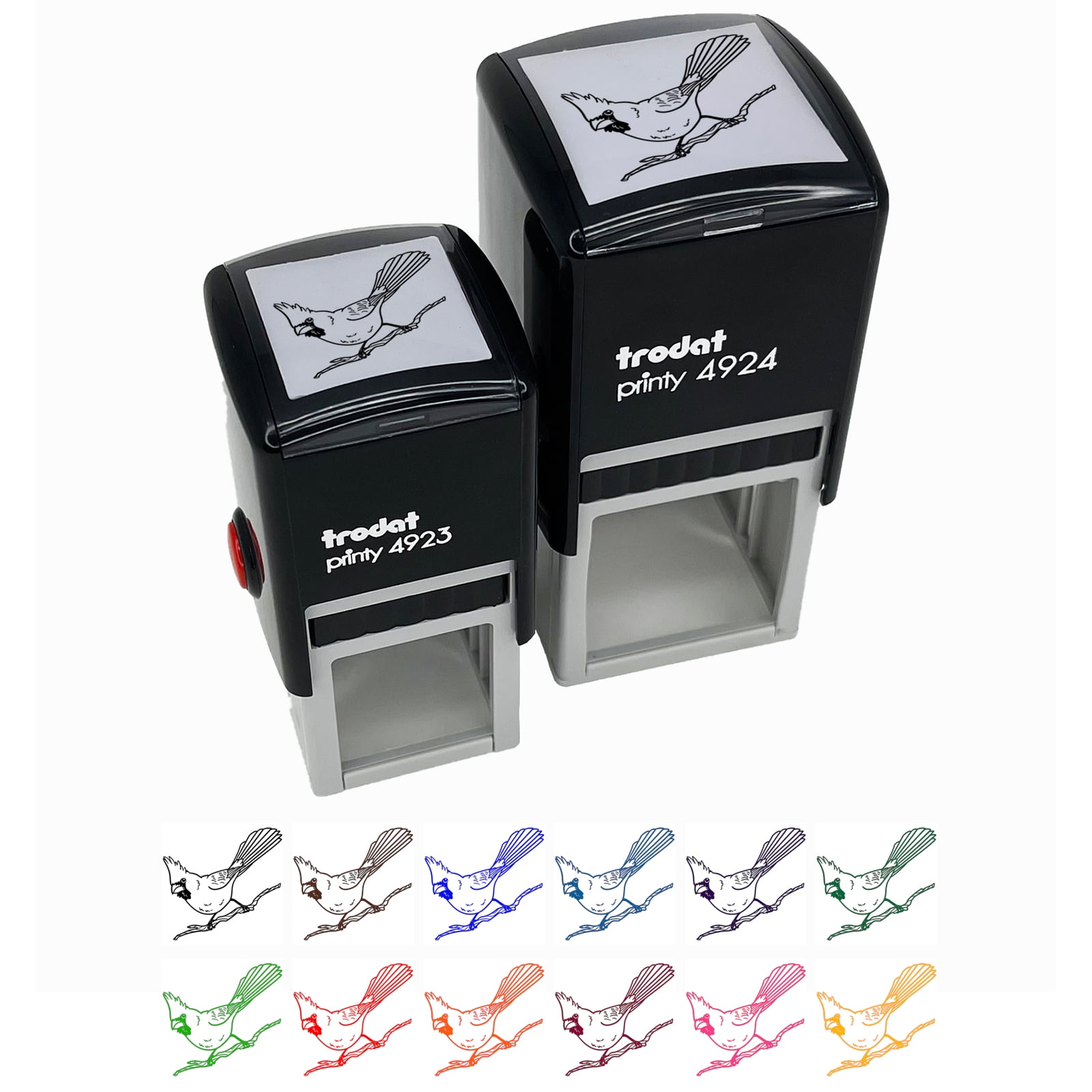 Captivating Northern Cardinal Bird Self-Inking Rubber Stamp Ink Stamper - Fuchsia Ink - Small 1 Inch