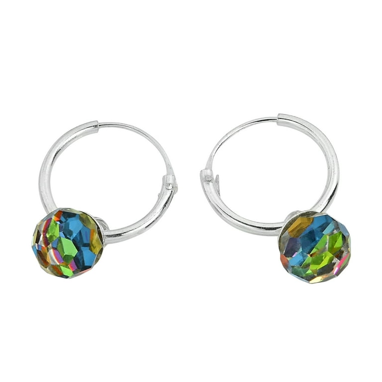 Crystal ball shop hoop earrings