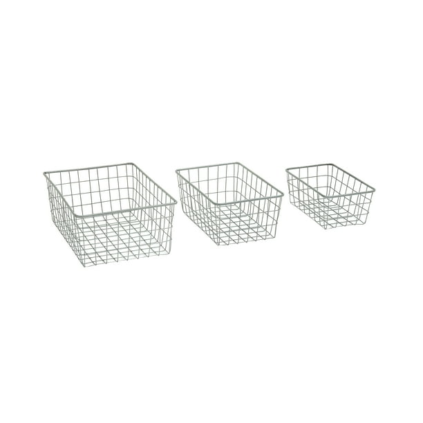 Captivating Set Of 3 Metal Storage Basket