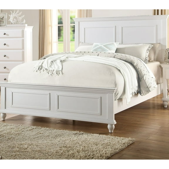 Captivating White Queen Bed With High Panel Headboard And Modern Size In A Unique Attractive Design