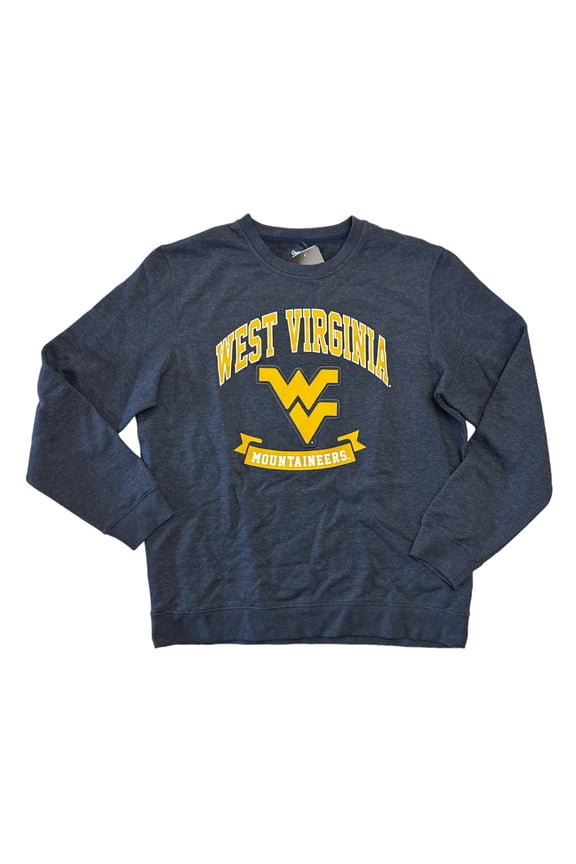 Captivating Women's Ribbed Neckline & Hem Fleece Lined Pullover Sweatshirt (WV Mountaineers, S)