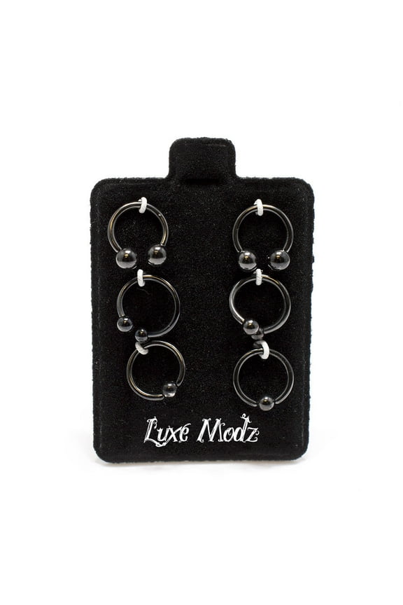Captive Bead Ring 6pc Horseshoe Circular Barbell Twist Black CBR Lip 16G 8MM