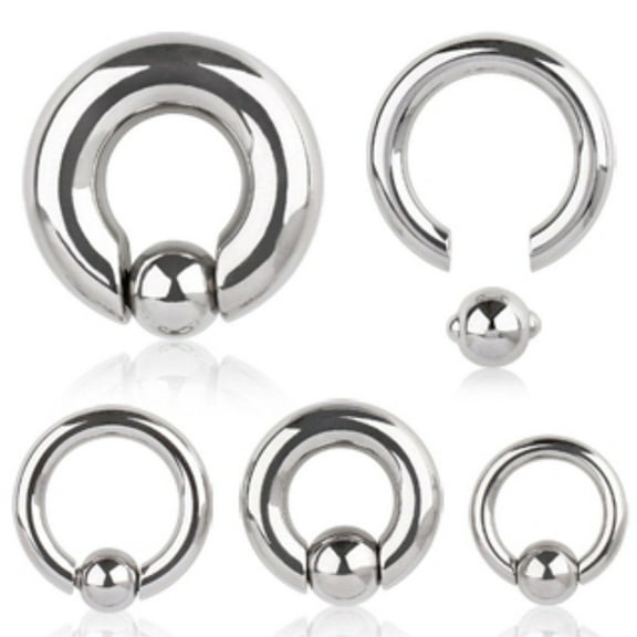 Captive Bead Ring Body jewelry BCR Spring Action Bead Surgical Steel 2G-00G