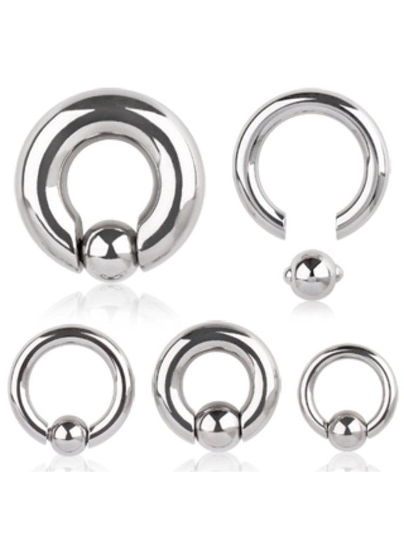 Captive Bead Ring Body jewelry BCR Spring Action Bead Surgical Steel 2G-00G