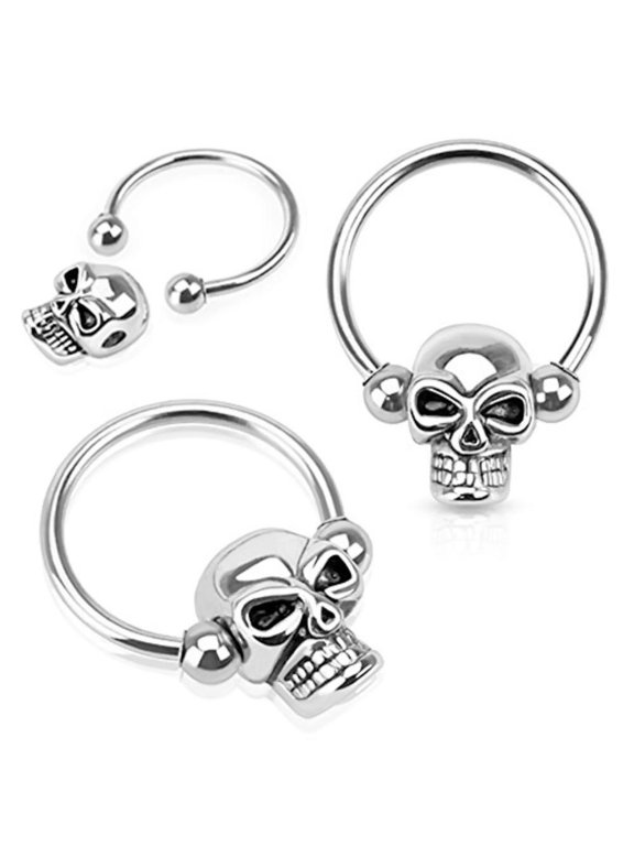 Captive Bead Ring ball closure ring Skull Surgical Steel 14g 16g Sizes 12mm
