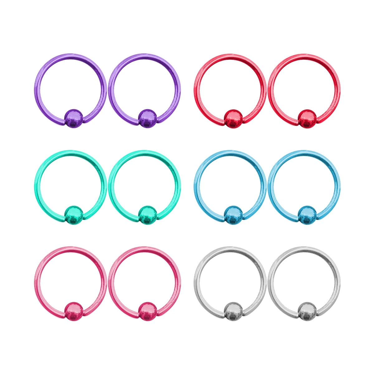 14g 8mm - 14mm Captive Bead Ring Earring Circular Bar CBR Nipple Septum Hoop CBB - Foto 9