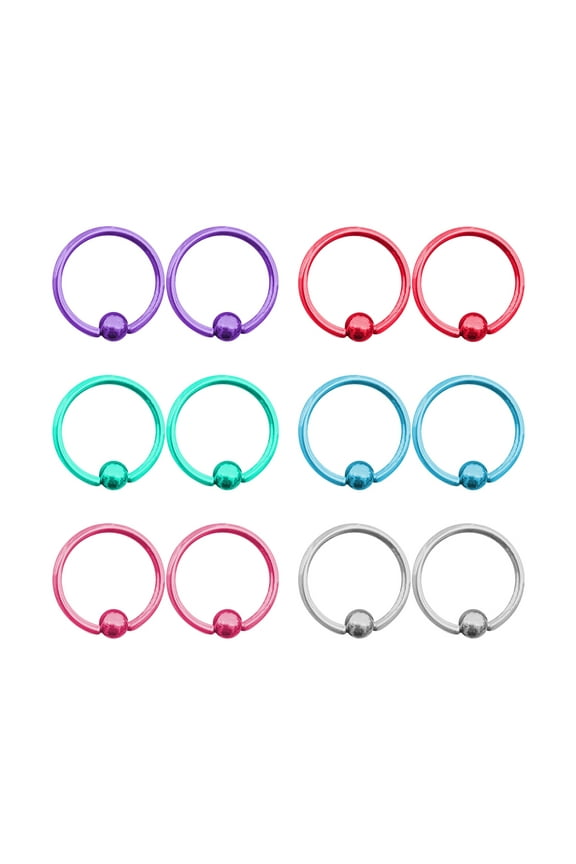 Captive Bead Ring surgical steel Pvd 14G Earrings Hoops Lip Belly Nipple 12PK