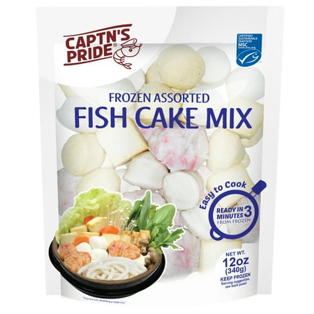 Captn's Pride Frozen Assorted Fish Cake Mix, 12 oz (340g)