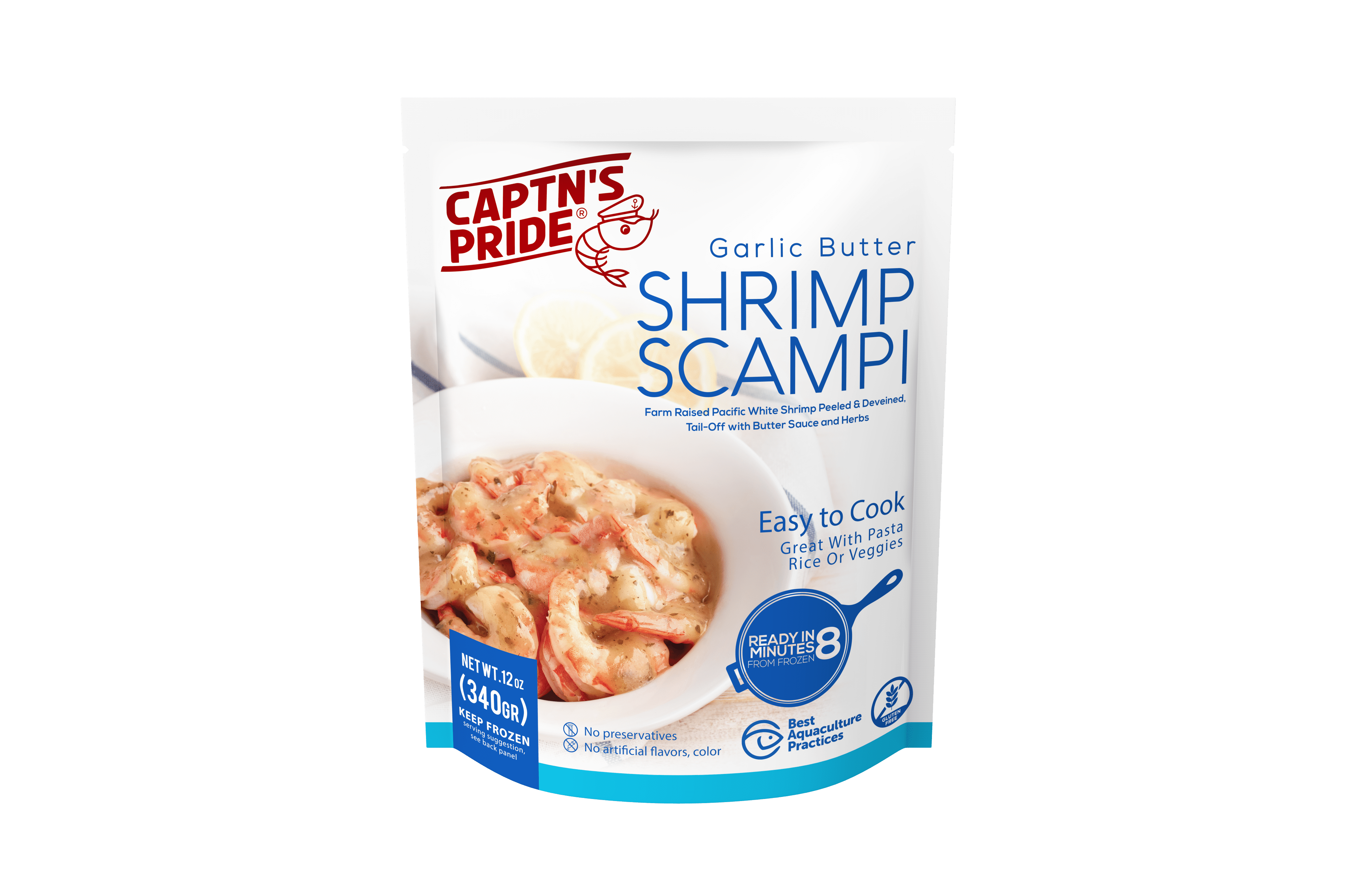 Captn's Pride Frozen Garlic Butter Shrimp Scampi, 12 oz