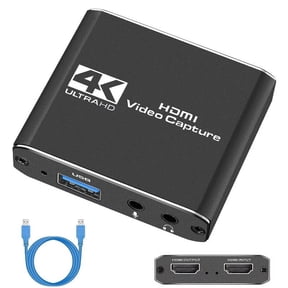 Capture Card, Audio Video Capture Card with Microphone 4K HD Loop-Out, 1080p 60fps Video Recorder for Gaming/Live Streaming/Video Conference, Works for Switch/PS4/OBS/Camera/PC