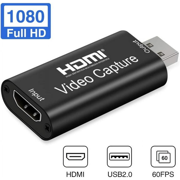 Capture Card, HDMI Capture,HDMI to USB 2.0,Full HD 1080P Live Video Capture Via DSLR Camcorder Camera for High Definition Acquisition Live Broadcasting