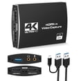 thumbnail image 1 of Capture Card USB 3.0, 4K HDMI Video Capture Card to USB/Type-C with Microphone & HDMI Loop-Out, Capture Card 1080p 60fps for Streaming, Compatible with Nintendo Switch/Game Console/Phone, 1 of 7