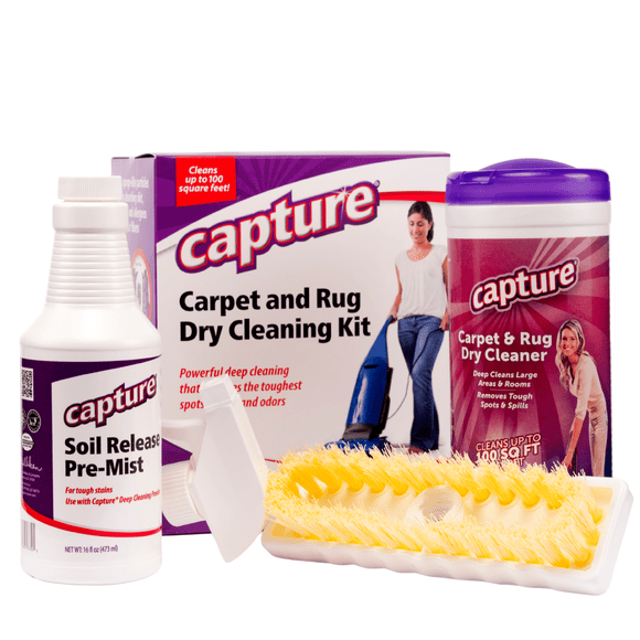 Capture Carpet Dry Cleaning Kit with Powder, Pre-Mist & Brush, Fresh, 1 Pound