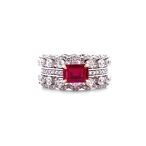 Capture Her Heart with TheJewelryHut Fancy Designer Vintage Inspired Style Red and white Color Crystalline Silver Band