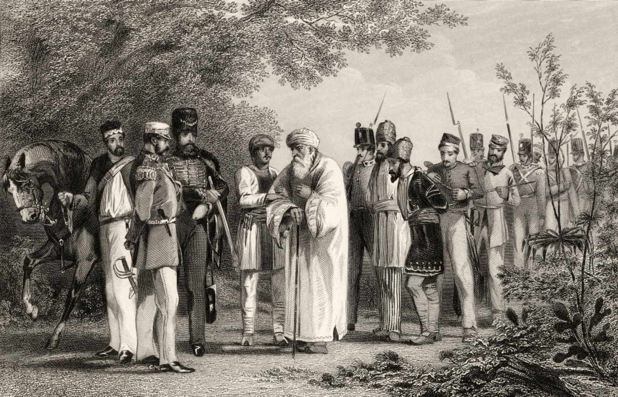 Capture Of The King Of Delhi By Captain Hodson Bahadur Shah Zafar 1775 To 1862 The Last Mughal King From The History Of The Indian Mutiny Published 1858 Canvas Art - Ken Welsh Design Pics (36 x 22)