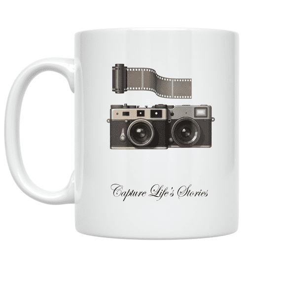 Capture Life's Stories Vintage Camera Design - Photography Enthusiast - 11 oz Ceramic Coffee Mug