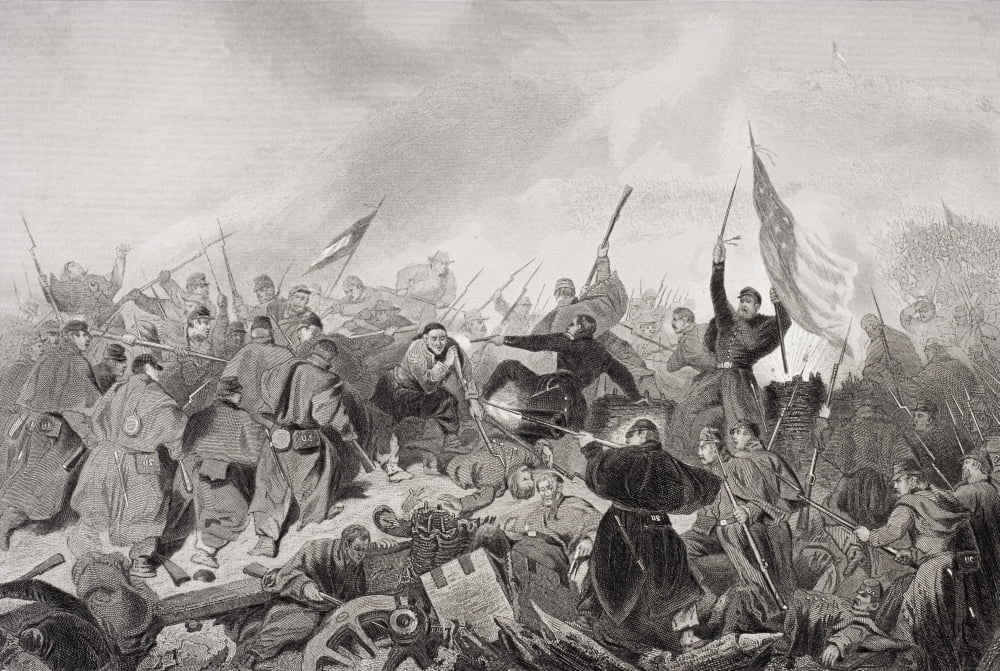 Capture Of Fort Donelson Tennessee 1862 From Painting By Alonzo Chappel Canvas Art - Ken Welsh Design Pics (34 x 24)
