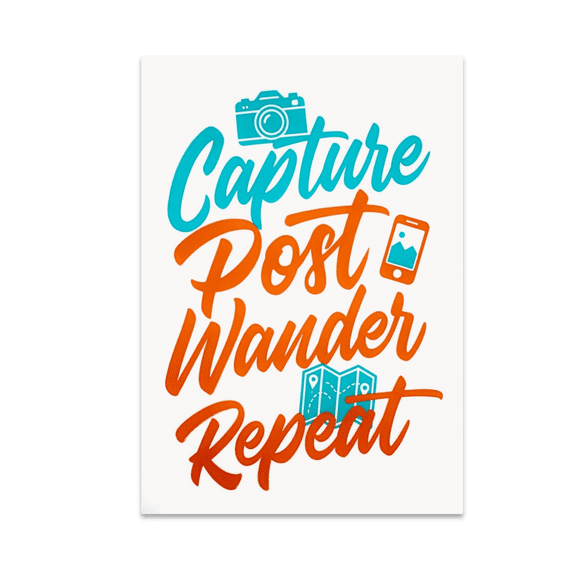 Capture Post Wander Repeat Travel Art - Adventure Seeker - 13x19 Poster Print