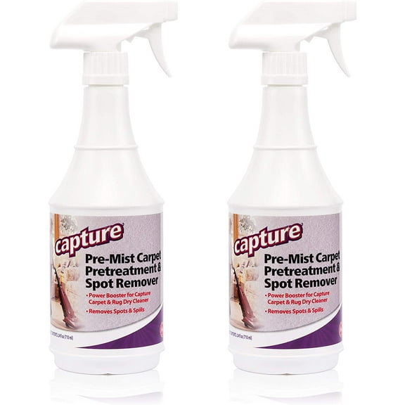 Capture Pre-Mist Soil Release for Carpet Dry Cleaner-Carpet Cleaning Pre Spray - Loosen Juice, Coffee & Wine Spill and Tough Rug Stains Eliminator - Multi-Purpose Cleaning Essentials - 24oz (2 Pack)