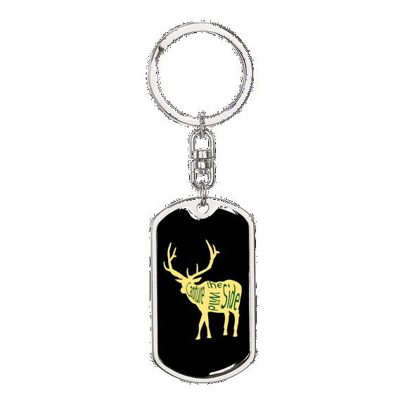Capture The Wild Side Hunter'S Keychain Stainless Steel or 18k Gold Dog Tag Keyring