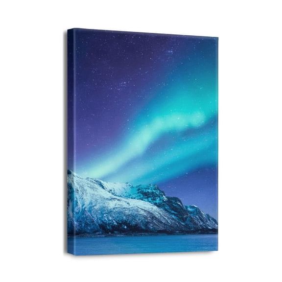 Capture the Northern Lights Aurora Scenery on Canvas Wall Art for Living Room, Office, Bedroom (12x16inch)