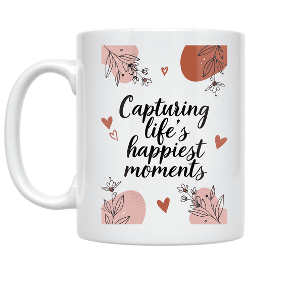 Capturing Life's Happiest Moments - Romantic Design - 11 oz Ceramic Coffee Mug