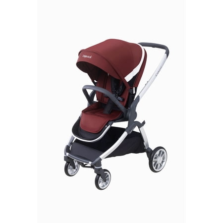 Capucci Velos Premium Baby/Toddler Stroller, Instant One-Button One-Action, Self Standing Fold, Reversible Seat, 0-36 Months, 25.8 lbs, Brick Red