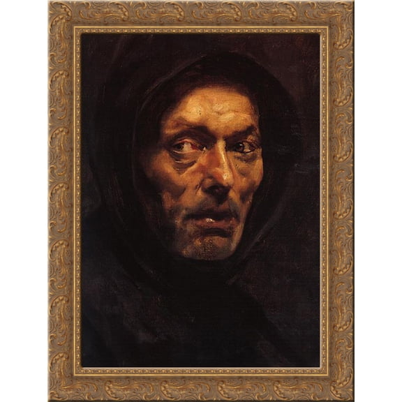 Capuchin 24x18 Gold Ornate Wood Framed Canvas Art by Nikolaos Gyzis