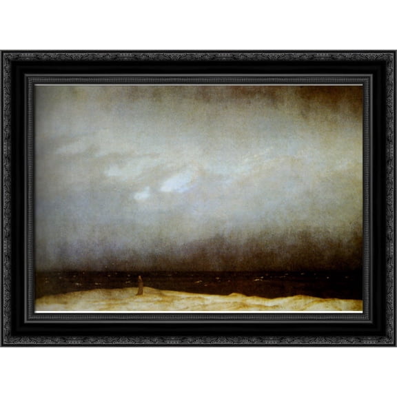 Capuchin Friar By The Sea 24x19 Black Ornate Wood Framed Canvas Art by Friedrich, Casper David