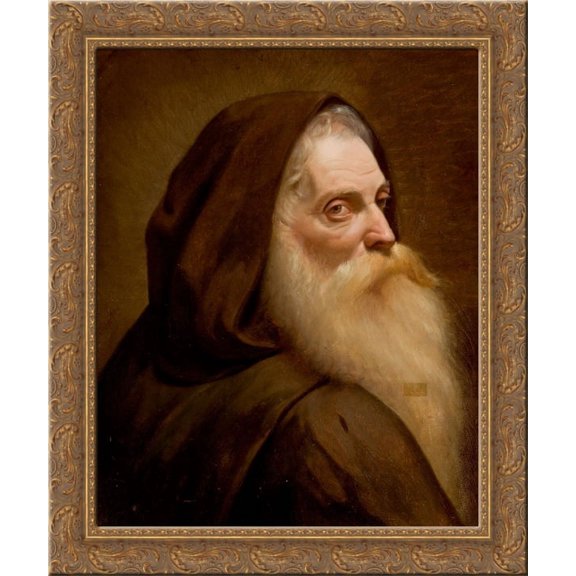 Capuchin Monk 24x20 Gold Ornate Wood Framed Canvas Art by Jose Ferraz de Almeida Junior