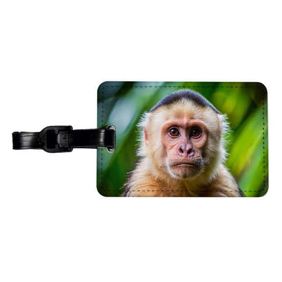 Capuchin Monkey Faux Leather Travel Luggage Tag