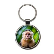Capuchin Monkey Metal Round Keychain