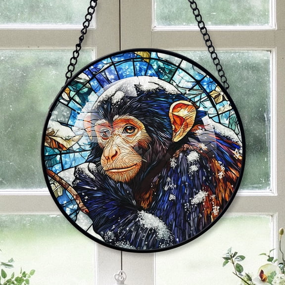 Capuchin Monkey Ornament Christmas 2025, Capuchin Monkey Stained Glass Window Hanging Colorful Glass Ornament Gift for Men, Women, and Pet Lovers
