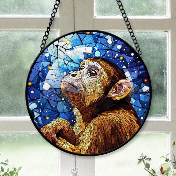 Capuchin Monkey Ornament Christmas 2025, Capuchin MonkeyStained Glass Window Art  Light-Catching Hanging Sun Catcher for Nature-Inspired Homes