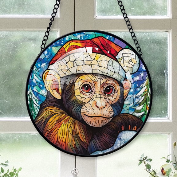 Capuchin Monkey Ornament Christmas 2025, Capuchin MonkeyStained Glass Window Hanging Vibrant Handcrafted Decoration for Wildlife Enthusiasts