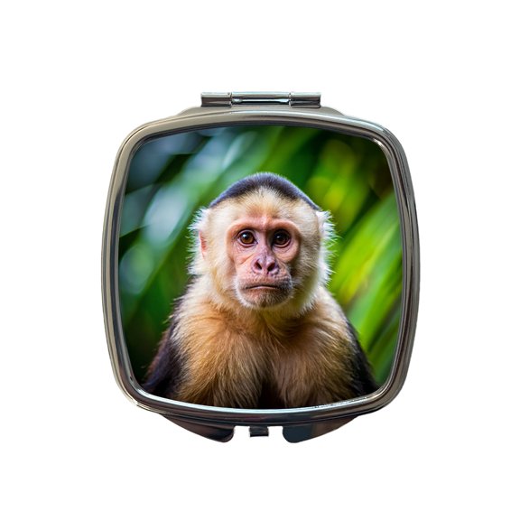 Capuchin Monkey Travel Makeup Handbag Purse Small Pocket Compact Mirror