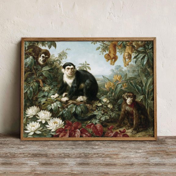 Capuchin Monkey Wall Art Print, Tropical Jungle Wildlife Decor