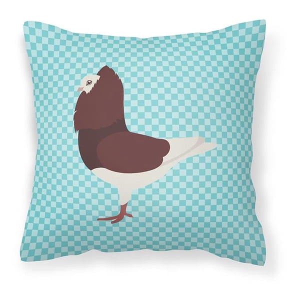 Capuchin Red Pigeon Blue Check Fabric Decorative Pillow - 18 x 18 in.