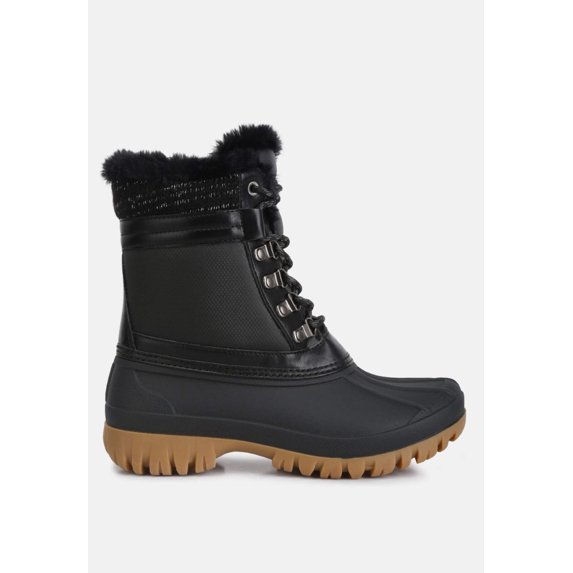 Capucine Fur Collar Contrasting Lug Sole Boots