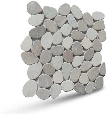 Capucino Sliced Pebble Mosaic, Tumbled Stone Backsplash Tiles for Kitchen Walls, Shower and Bathroom Floors, and Outdoor Areas (12" X 12")